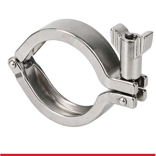 13IS-2.5-RWN-304 2-1/2" I-LINE CLAMP, SINGLE PIN W/ ROCKET WING NUT - 13IS, 304SS