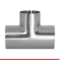 7WWW-1-1-304 1" BUTT WELD END SHORT TEE - 7WWW, 304SS, UNPOLISHED